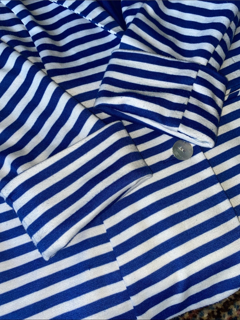 LM STUDIO Blue & White Striped Knit Jacket - Picture 4 of 12